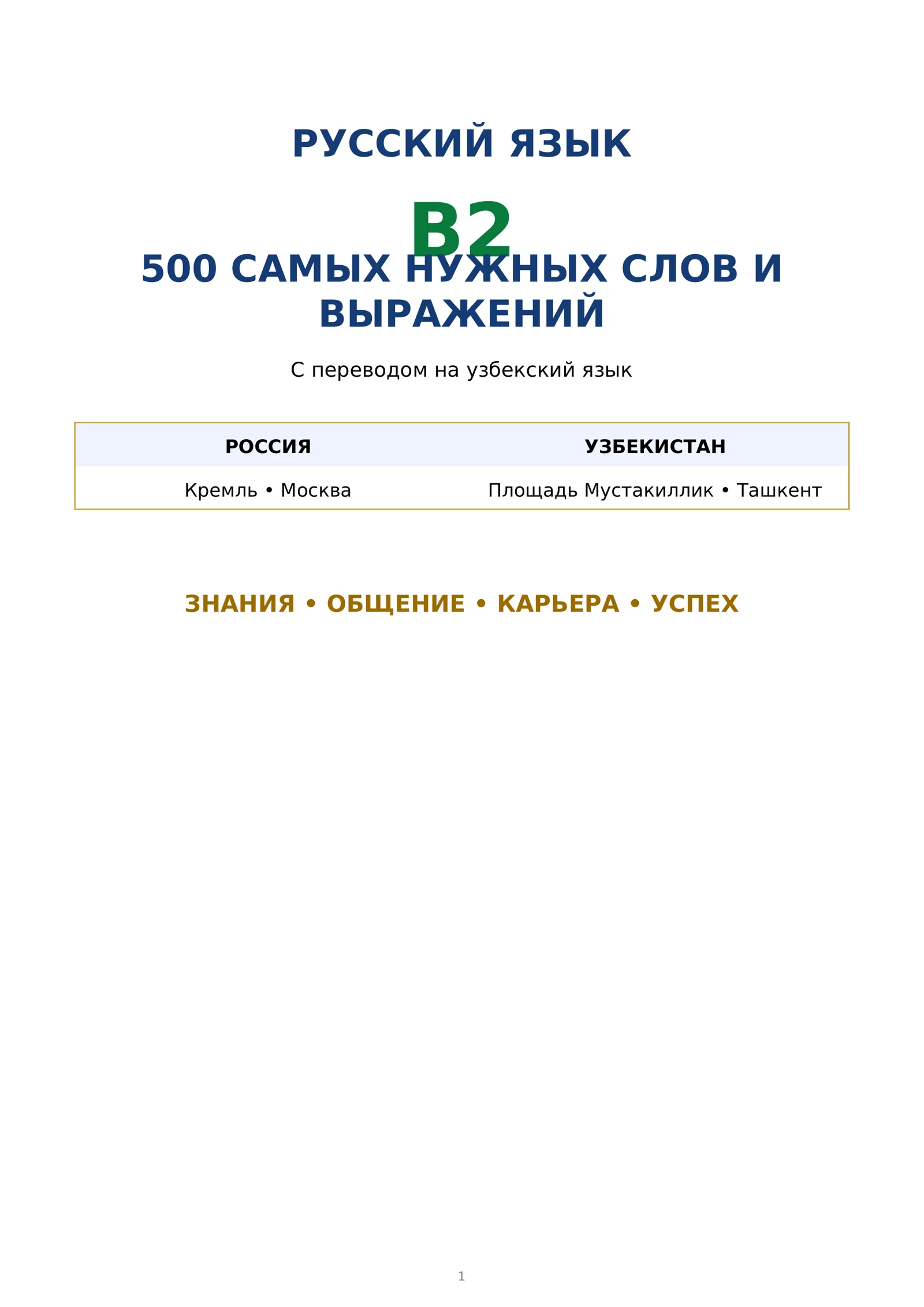 Rus tilida B2 darajadagi eng kerakli 500 ta so'z