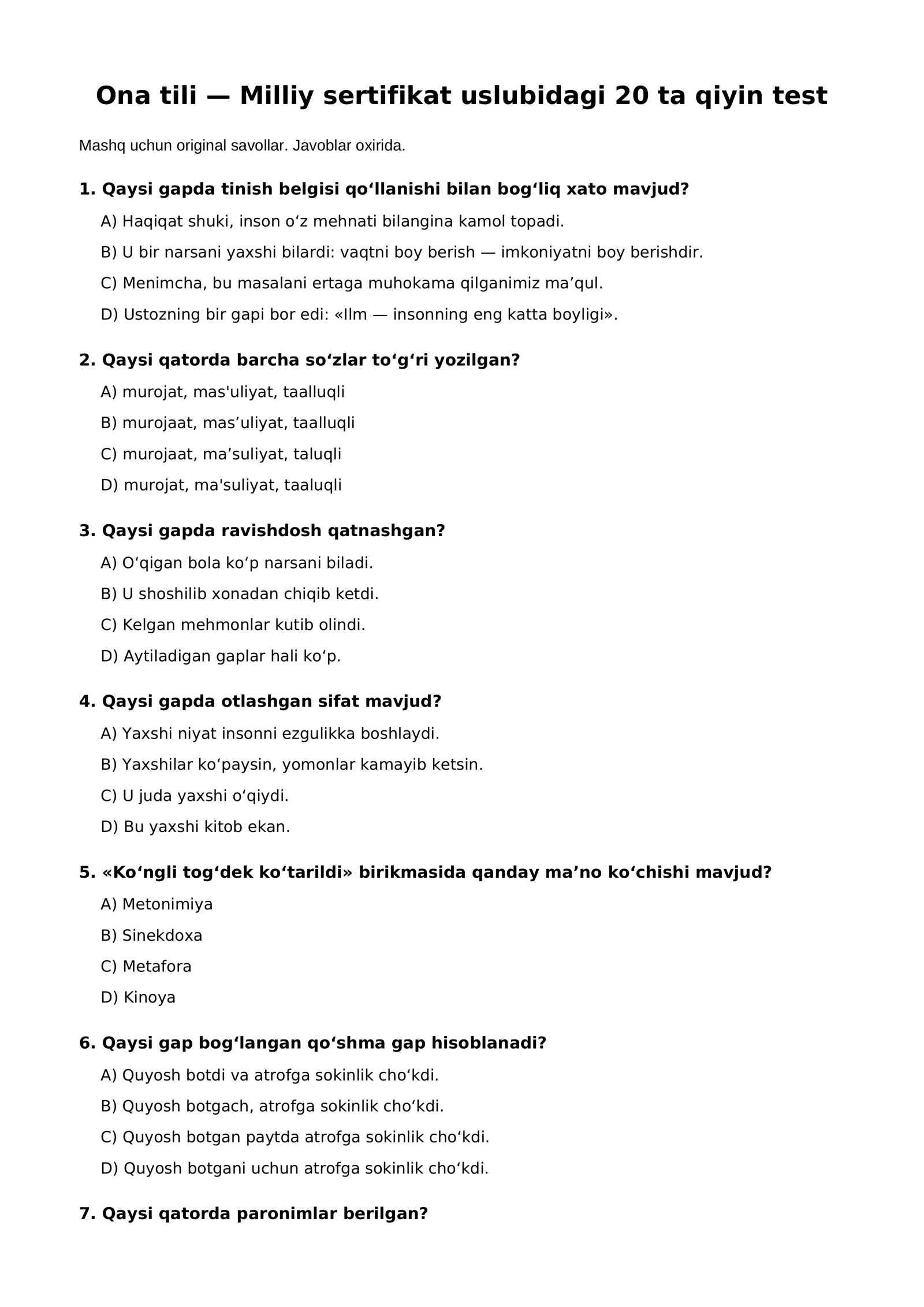 Ona tili milliy sertifikat