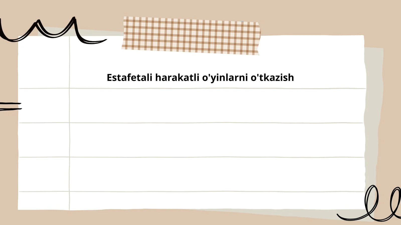 Estafetali harakatli o'yinlarni o'tkazish