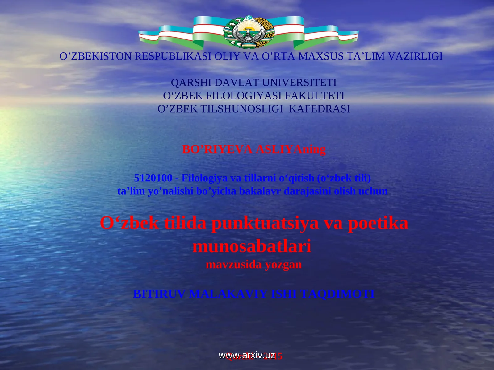 Bitiruv malakaviy ishi taqdimoti
