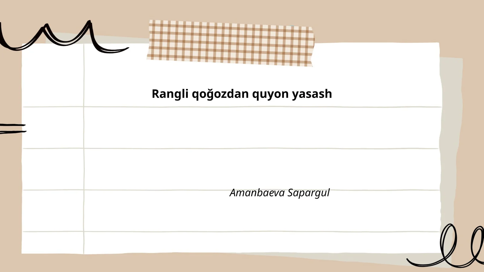 Rangli qoğozdan quyon yasash