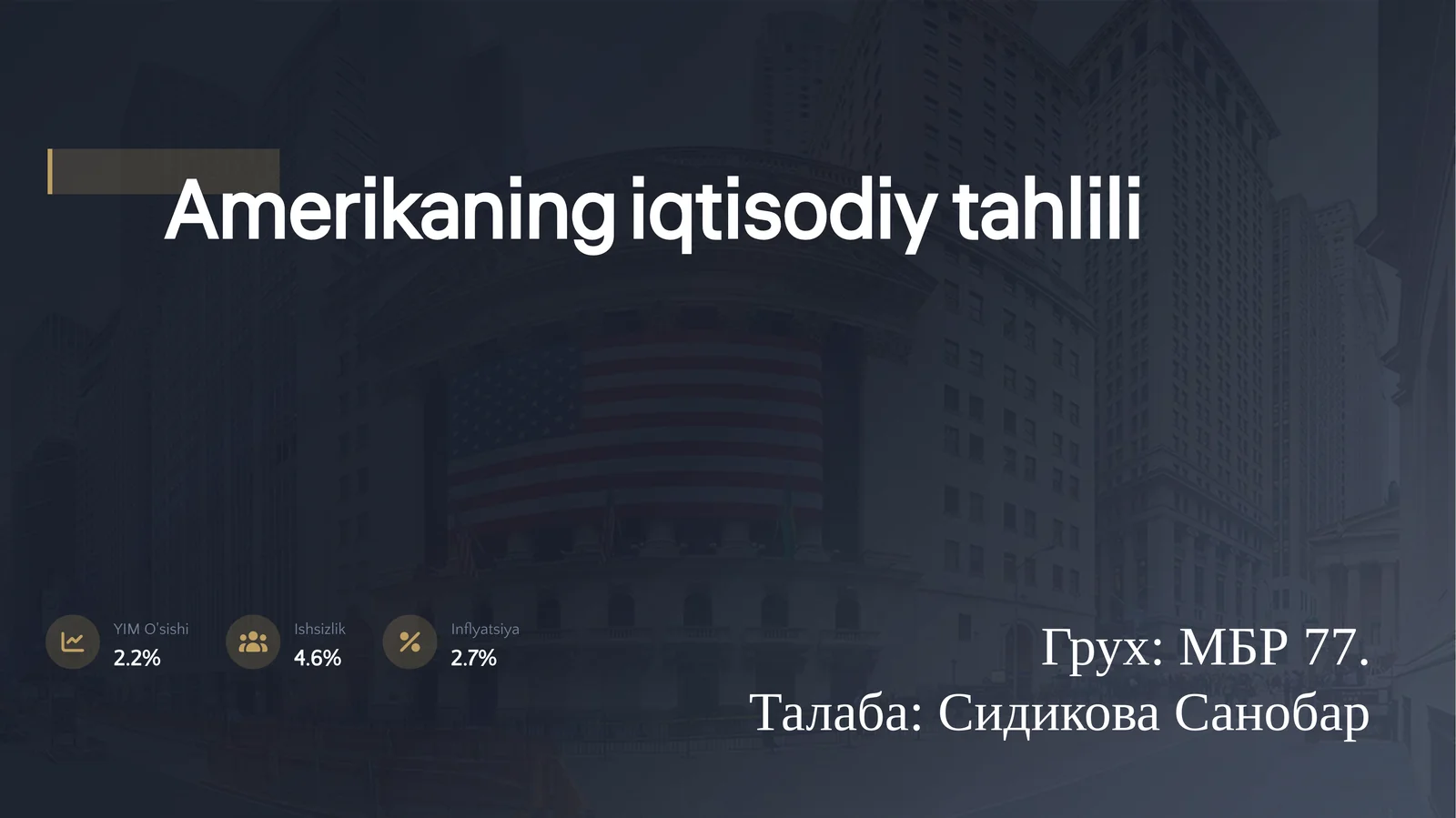 Amerika iqtisodiy tahlili