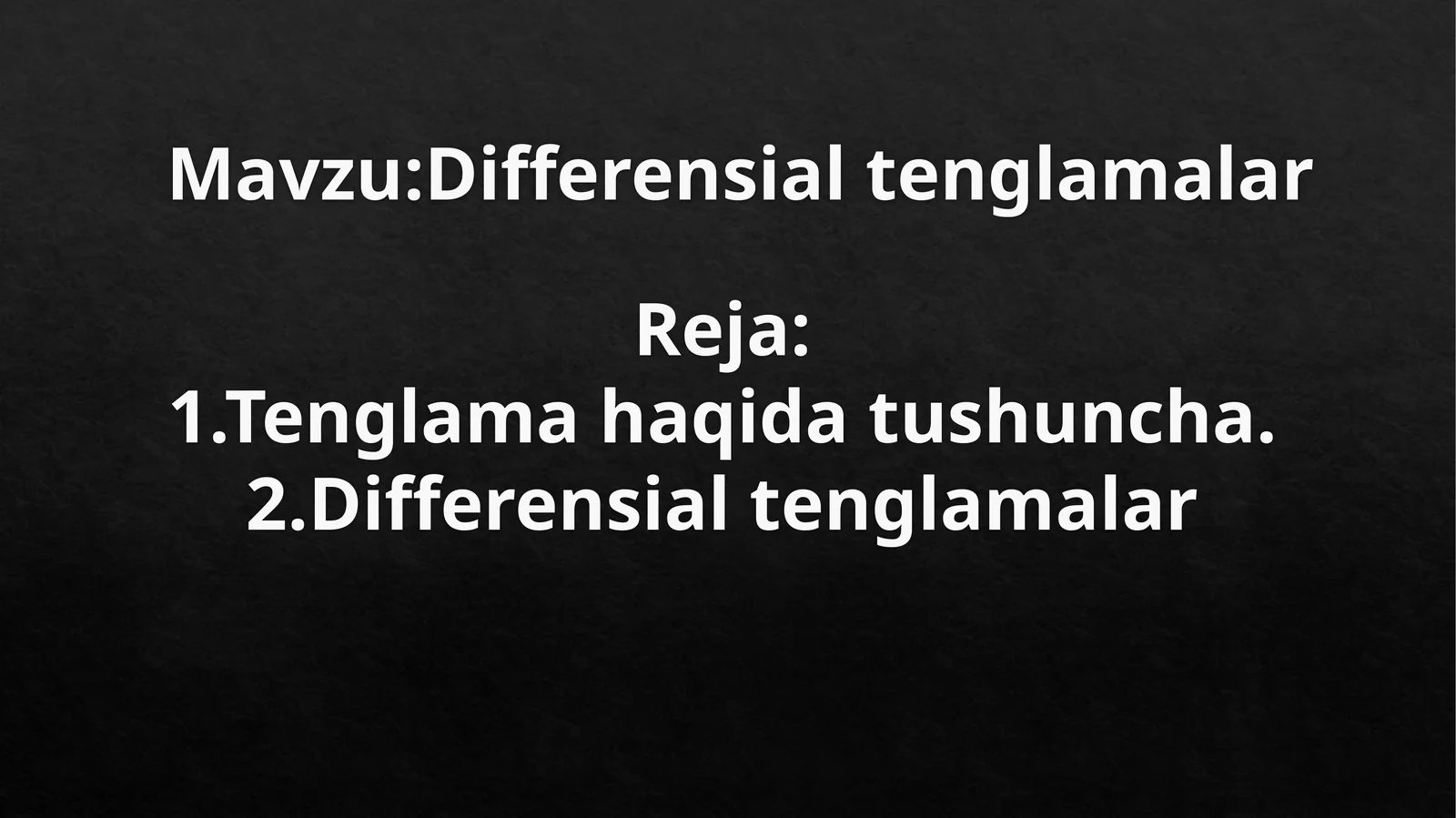 Differensial tenglamalar