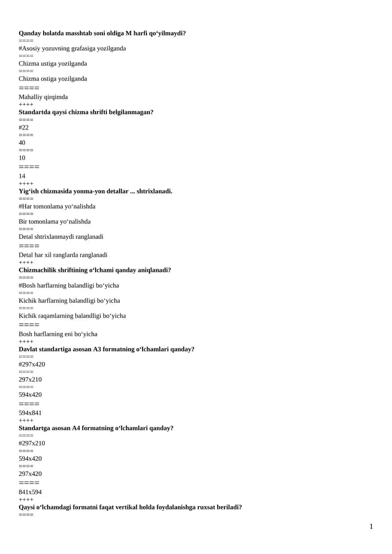 Muhandislik Kompyuter Grafikasi 200talik test