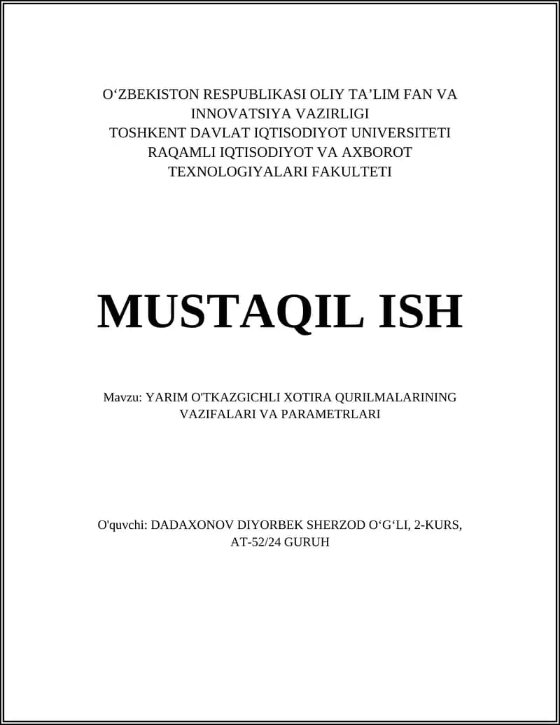 Yarim O'tkazgichli Xotira Qurilmalari