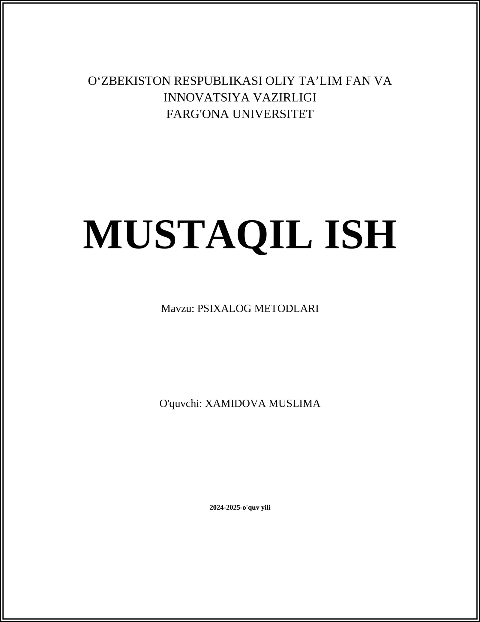 PSIXALOG METODLARI