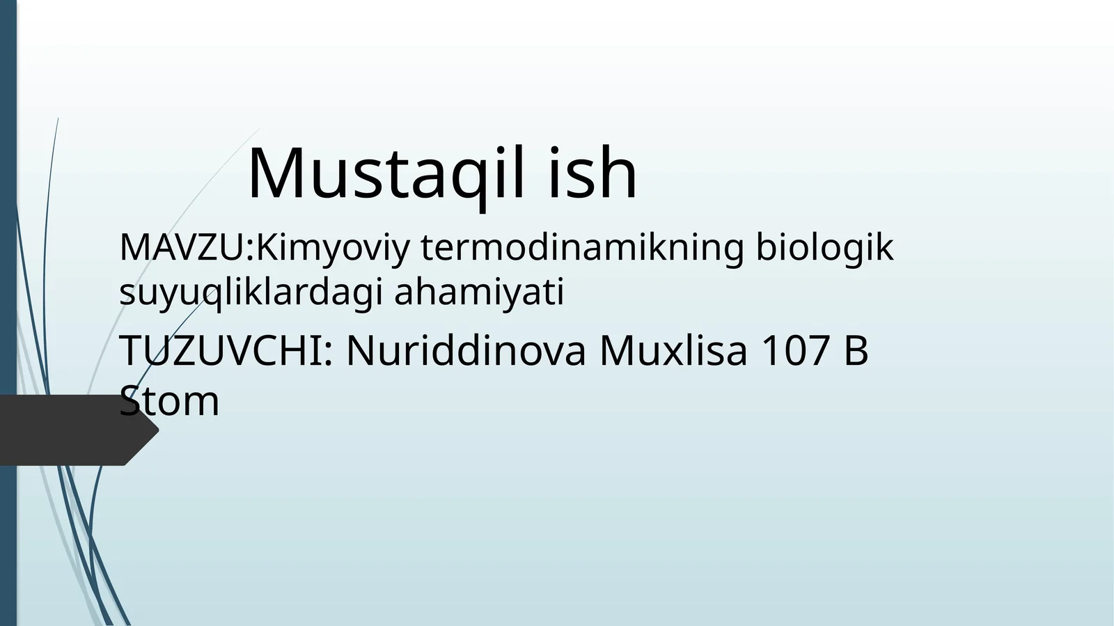 Kimyoviy termodinamikaning biologik suyuqliklardagi ahamiyati