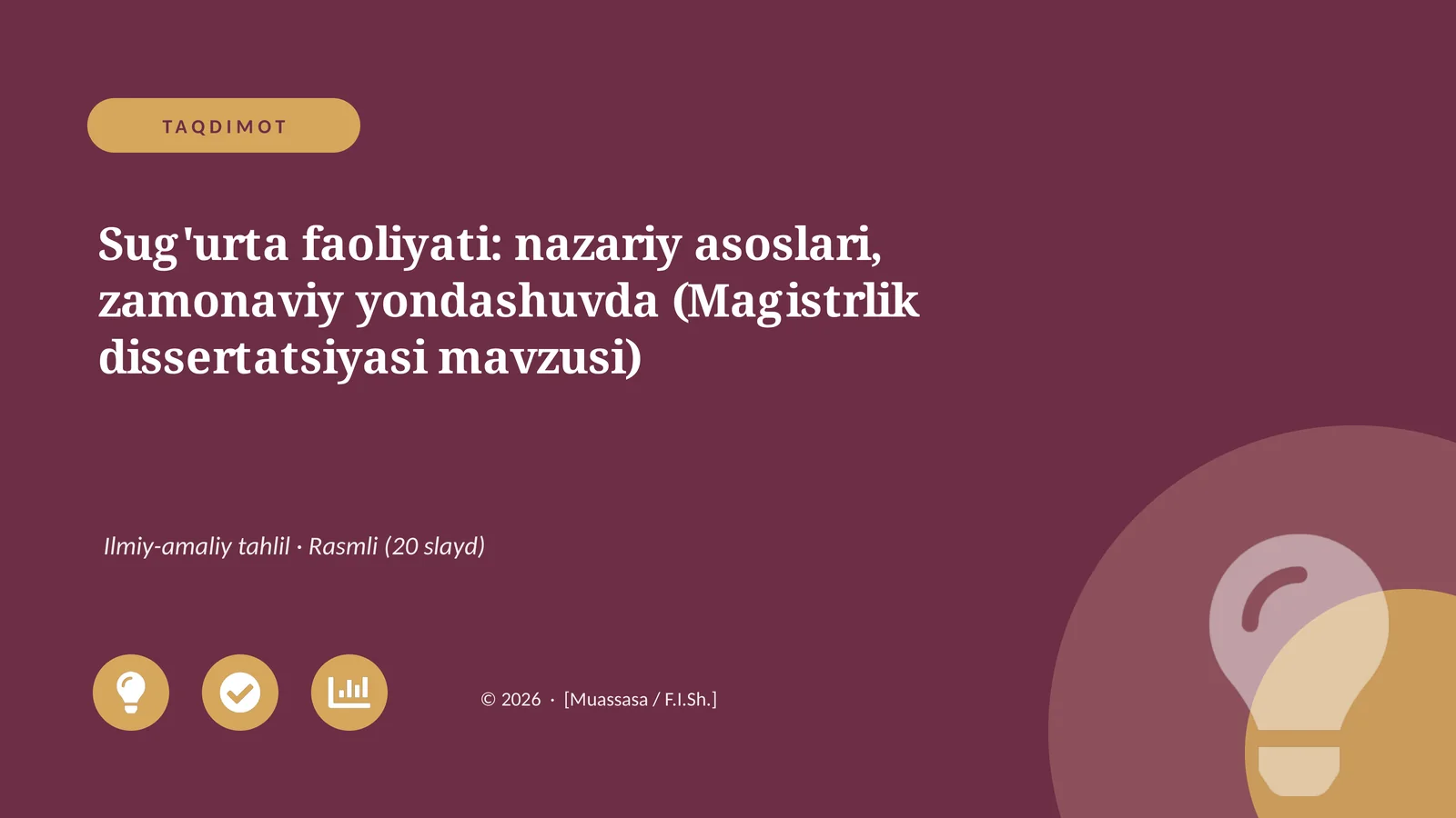 Sug'urta faoliyati: nazariy asoslari, zamonaviy yondashuvda (Magistrlik dissertatsiyasi mavzusi)