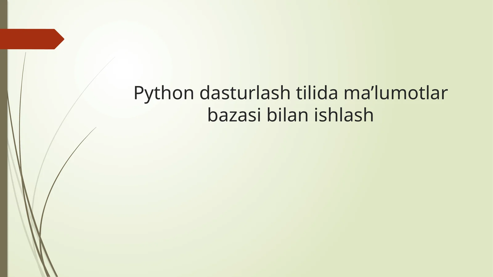 Python dasturlash tilida ma’lumotlar bazasi bilan ishlash