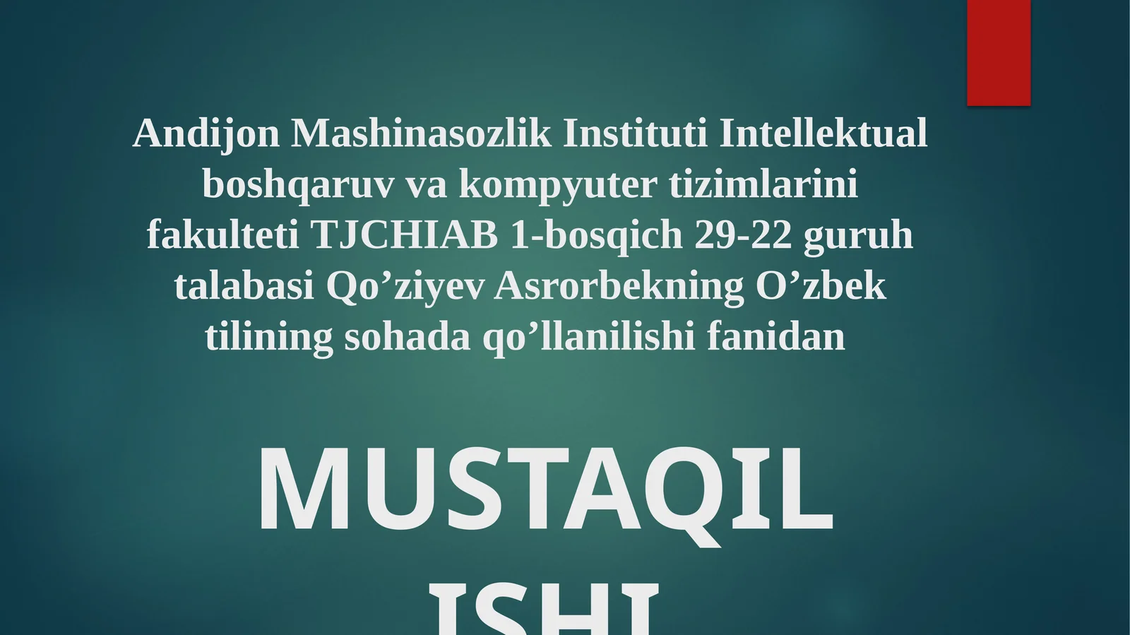 O'zbek tili davlat tili sifatida